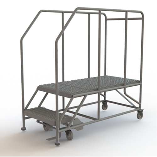 Mobile Work Platform, Steel, 2 Steps, 20" H, 47" D, 24" Step, Serrated Moffatt Supply & Specialties