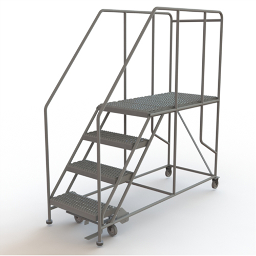 Mobile Work Platform, Steel, 4 Steps, 40" H, 47" D, 24" Step, Serrated Moffatt Supply & Specialties