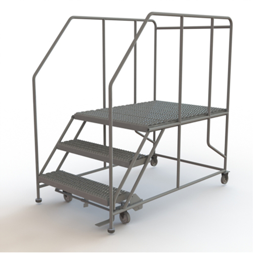 Mobile Work Platform, Steel, 3 Steps, 30" H, 48" D, 36" Step, Serrated Moffatt Supply & Specialties