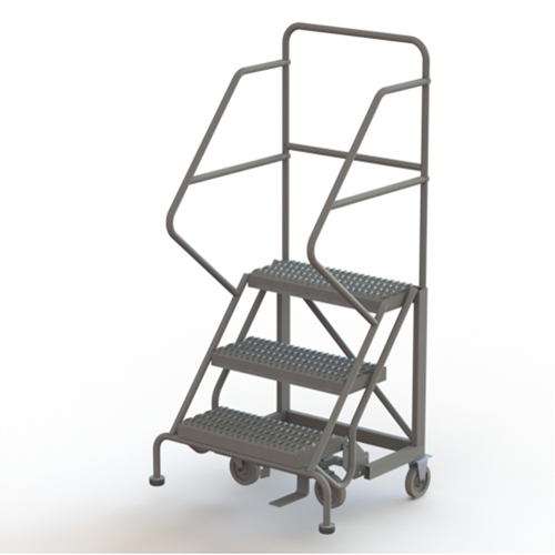 Safety Slope Rolling Ladder, 3 Steps, Serrated, 50° Incline, 30" High Moffatt Supply & Specialties