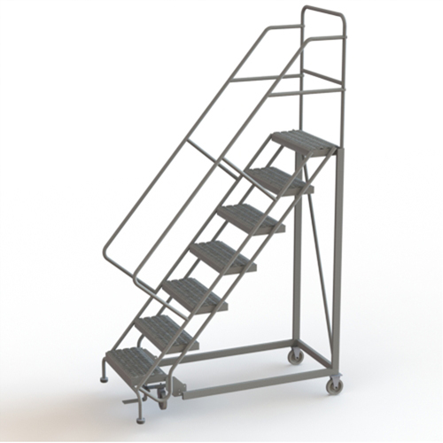 Safety Slope Rolling Ladder, 7 Steps, Serrated, 50° Incline, 70" High Moffatt Supply & Specialties