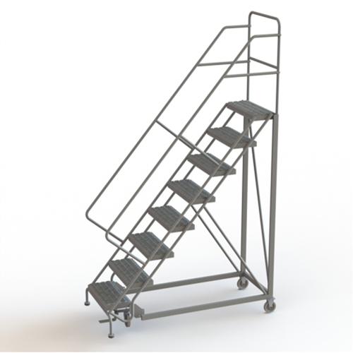 Safety Slope Rolling Ladder, 8 Steps, Serrated, 50° Incline, 80" High Moffatt Supply & Specialties