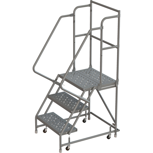 Deep Top Step Rolling Ladder, 3 Steps, 16" Step Width, 30" Platform Height, Steel Moffatt Supply & Specialties