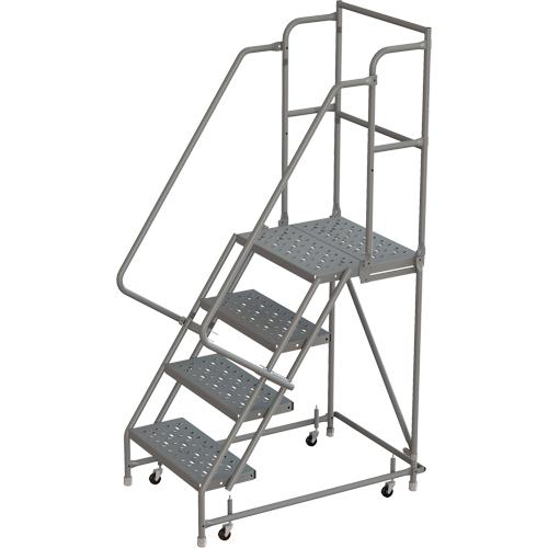 Escabeaux roulants &agrave; dessus profond, 4 marches, Largeur de la marche 24", Hauteur de la plateforme 40", Acier Moffatt Supply & Specialties