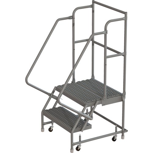 Escabeaux roulants &agrave; dessus profond, 2 marches, Largeur de la marche 16", Hauteur de la plateforme 20", Acier Moffatt Supply & Specialties
