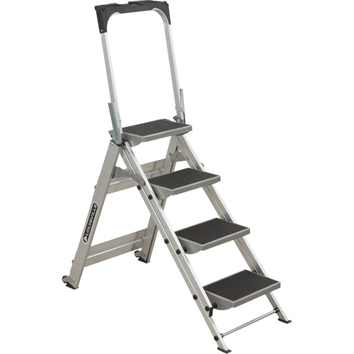 Tilt & Roll Step Stool Ladder, 4 Steps, 44.25" x 22.13" x 59" High Moffatt Supply & Specialties