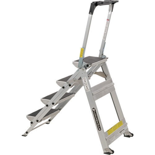 Tilt & Roll Step Stool Ladder, 4 Steps, 44.25" x 22.13" x 59" High Moffatt Supply & Specialties