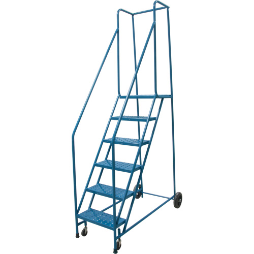 Escabeau roulant, 6 marches, Largeur de la marche 18", Hauteur de la plateforme 55", Acier Moffatt Supply & Specialties