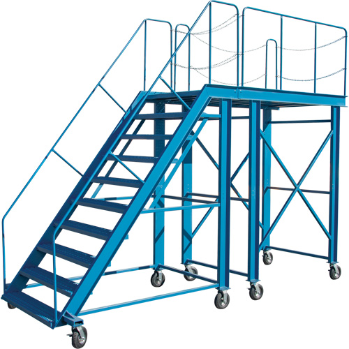 Snow Ladder, Steel, 10 Steps, 99" H, 85-1/2" D, 48" Step, Serrated Moffatt Supply & Specialties