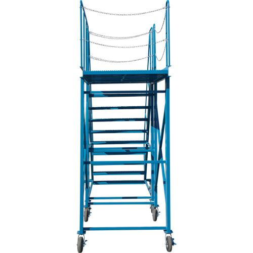 Snow Ladder, Steel, 10 Steps, 99" H, 85-1/2" D, 48" Step, Serrated Moffatt Supply & Specialties