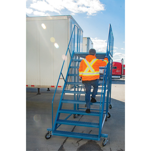 Snow Ladder, Steel, 10 Steps, 99" H, 85-1/2" D, 48" Step, Serrated Moffatt Supply & Specialties