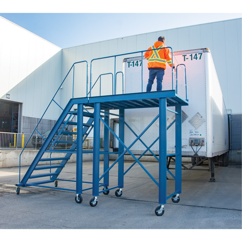 Snow Ladder, Steel, 10 Steps, 99" H, 85-1/2" D, 48" Step, Serrated Moffatt Supply & Specialties