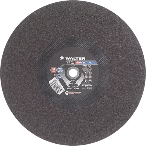 Ripcut Stainless Steel & Steel Cut-Off Wheel for Stationary Saws, 20" x 3/16", 1" Arbor, Type 1, Aluminum Oxide, 3000 RPM Moffatt Supply & Specialties