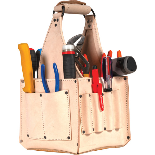 Porte-outils pour &eacute;lectricien et travaux d'entretien, Cuir, 17 pochettes, Beige Moffatt Supply & Specialties