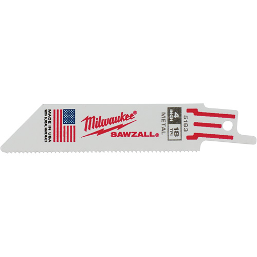Lame de scie alternative Sawzall, Bim&eacute;tal, 18 Dents par pouce, 4" lo x 3/4" la Moffatt Supply & Specialties