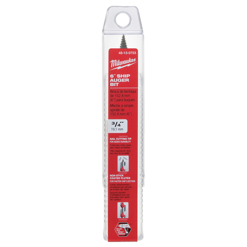 Longue m&egrave;che h&eacute;licoidale pour perceuse, Diam&egrave;tre de 3/4", Cannelure 3", Tige 7/16" hexagonal Moffatt Supply & Specialties