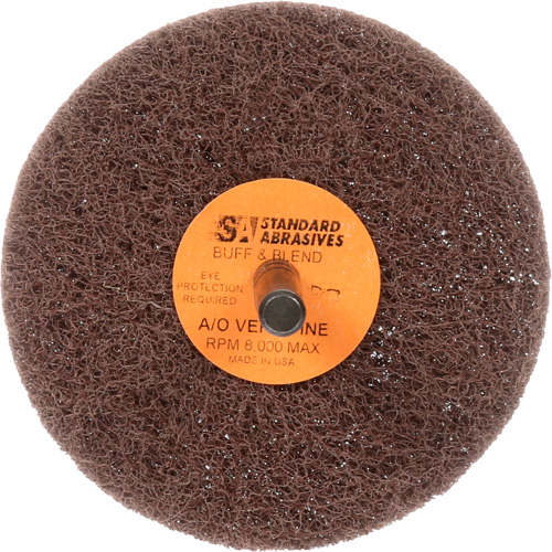 Standard Abrasives Buff & Blend Wheel, 3" Dia. x 1" W, 1/4" Arbor, Aluminum Oxide Moffatt Supply & Specialties