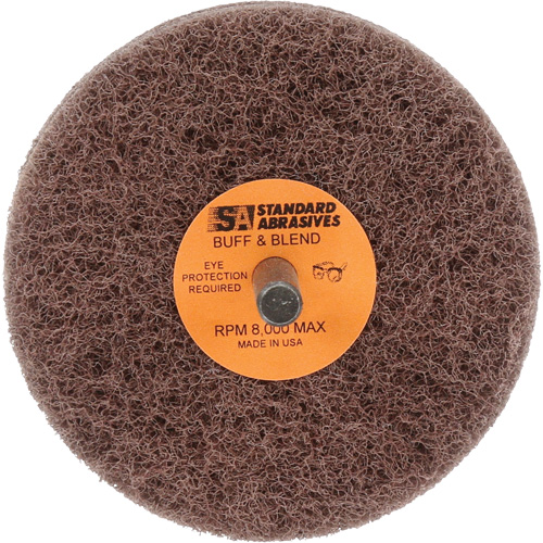 Standard Abrasives Buff & Blend Wheel, 3" Dia. x 2" W, 1/4" Arbor, Aluminum Oxide Moffatt Supply & Specialties