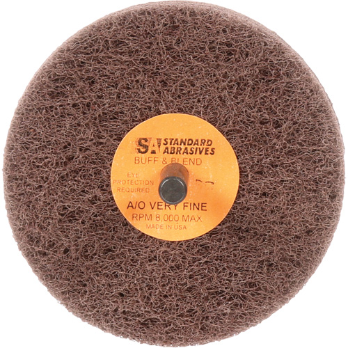 Standard Abrasives Buff & Blend Wheel, 3" Dia. x 3" W, 1/4" Arbor, Aluminum Oxide Moffatt Supply & Specialties