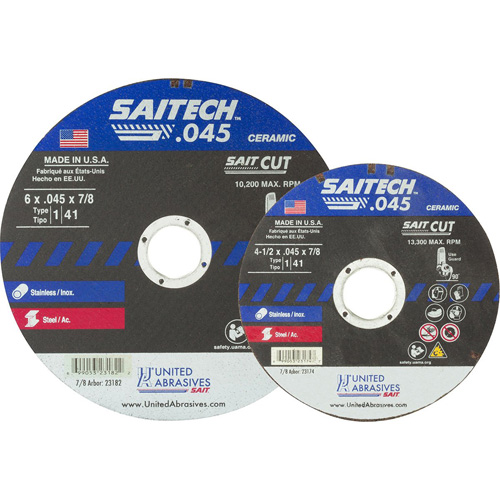 Cut-Off Wheel, 14" x 0.045", 5/8" Arbor, Type 1, Aluminum Oxide/Ceramic, 19000 RPM Moffatt Supply & Specialties