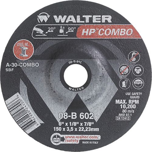 Meule combin&eacute;e HP Combo &agrave; moyeu d&eacute;port&eacute;, 6" x 1/8", Arbre de 7/8", Type 27 Moffatt Supply & Specialties