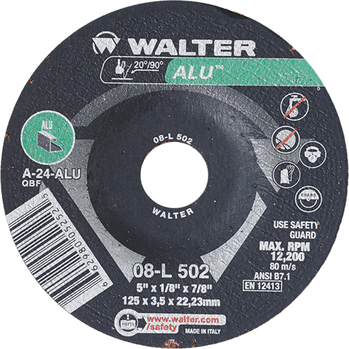 Meules &agrave; moyeu d&eacute;port&eacute; - Aluminium type 27, 5" x 1/8", Arbre de 7/8", Type 27 Moffatt Supply & Specialties