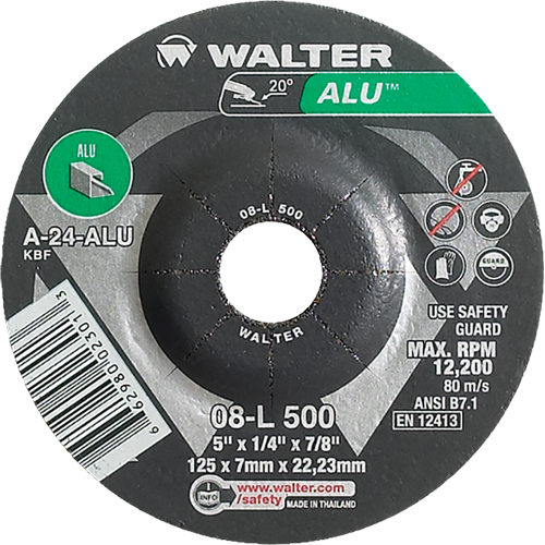 Meules en aluminium &agrave; moyeu d&eacute;port&eacute;, 5" x 1/4", Arbre 7/8", Type 27 Moffatt Supply & Specialties