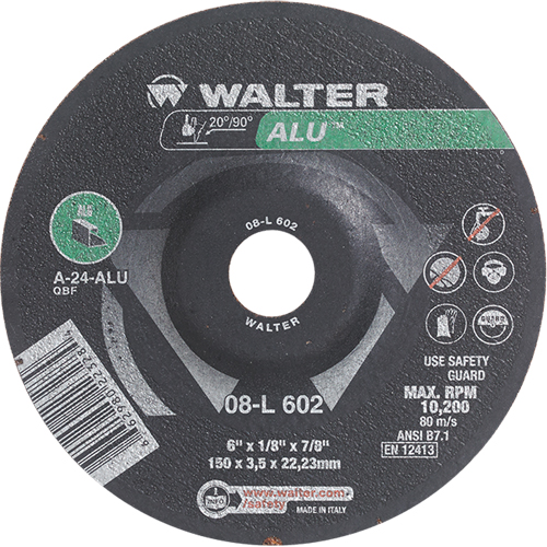 Meules &agrave; moyeu d&eacute;port&eacute; - Aluminium type 27, 6" x 1/8", Arbre de 7/8", Type 27 Moffatt Supply & Specialties