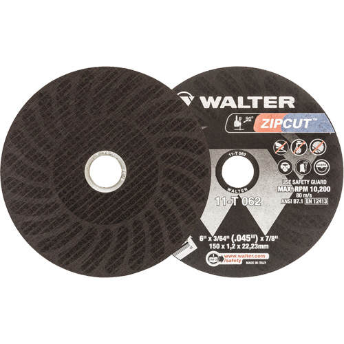 Zipcut Reinforced Cut-Off Wheel, 6" x 3/64", 7/8" Arbor, Type 1, Aluminum Oxide, 10200 RPM Moffatt Supply & Specialties