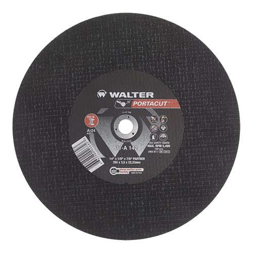 Portacut High Speed Cut-Off Wheel, 14" x 1/8", 7/8" Arbor, Type 1, Aluminum Oxide, 5400 RPM Moffatt Supply & Specialties