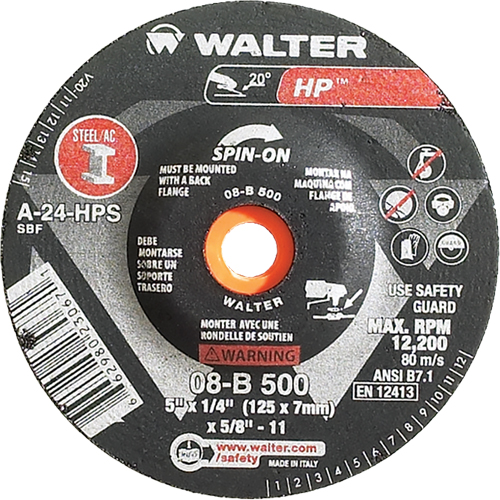 HP Spin-On Grinding Wheel, 5" x 1/4", 5/8"-11 Arbor, Type 27S Moffatt Supply & Specialties