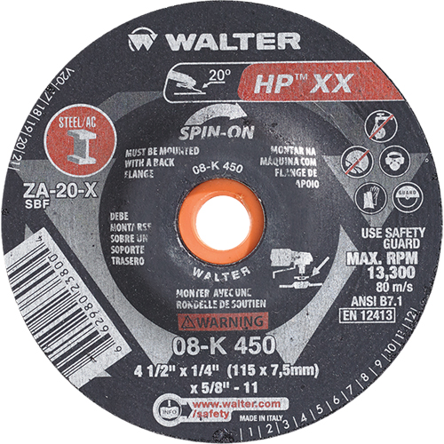 Double-X Depressed Centre Grinding Wheel, 4-1/2" x 1/4", 5/8"-11 Arbor, Type 27S Moffatt Supply & Specialties