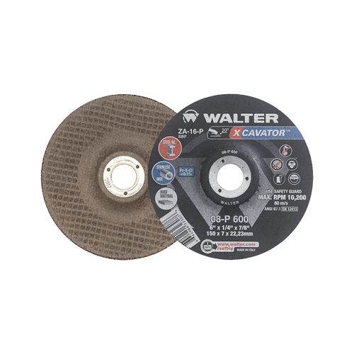 XCAVATOR Grinding Wheel, 6" x 1/4", 7/8" Arbor, Zirconium, Type 27 Moffatt Supply & Specialties