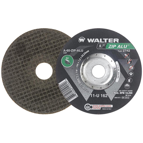 Meule &agrave; tronçonner Zip Alu, 6" x 3/64", Arbre de 7/8", Type 27, Oxyde d'aluminium, 10 200 Tr/min Moffatt Supply & Specialties