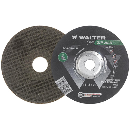 Zip Alu Cut-Off Wheel, 7" x 1/16", 7/8" Arbor, Type 27, Aluminum Oxide, 8600 RPM Moffatt Supply & Specialties