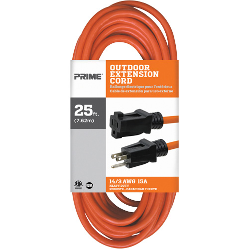Cordon rallonge en vinyle, Ext&eacute;rieur, SJTW, AWG 14/3, 15 A, 25' Moffatt Supply & Specialties