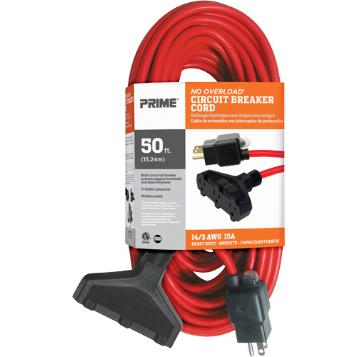 Cordon rallonge en vinyle, Ext&eacute;rieur, SJTW, AWG 14/3, 15 A, 3 prise(s), 50' Moffatt Supply & Specialties