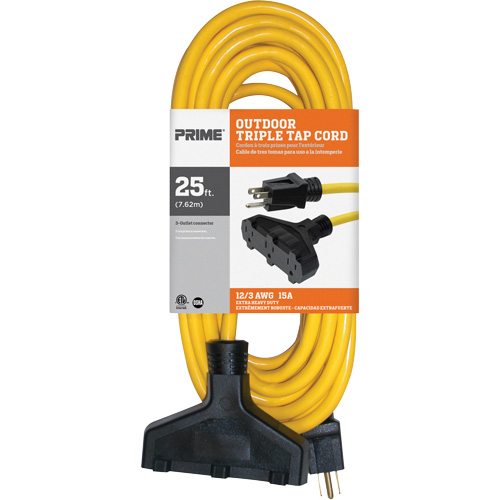 Cordon rallonge en vinyle, Ext&eacute;rieur, SJTW, AWG 12/3, 15 A, 3 prise(s), 25' Moffatt Supply & Specialties