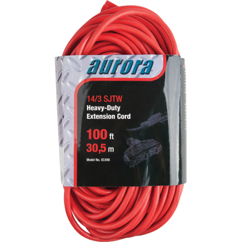 Vinyl Extension Cord, Outdoor, SJTW, 14/3 AWG, 13 A, 3 Outlet(s), 100' Moffatt Supply & Specialties