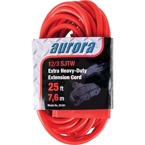 Vinyl Extension Cord, Outdoor, SJTW, 12/3 AWG, 15 A, 3 Outlet(s), 25' Moffatt Supply & Specialties