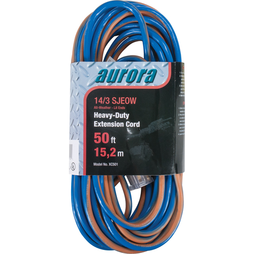TPE-Rubber Extension Cord With Light Indicator, All-Weather, SJEOW, 14/3 AWG, 15 A, 50' Moffatt Supply & Specialties