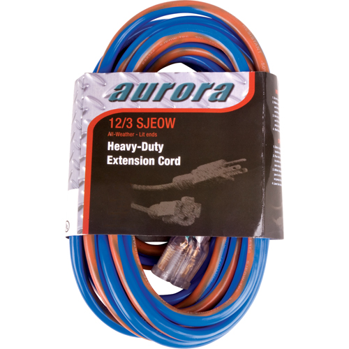 TPE-Rubber Extension Cord With Light Indicator, All-Weather, SJEOW, 12/3 AWG, 15 A, 50' Moffatt Supply & Specialties
