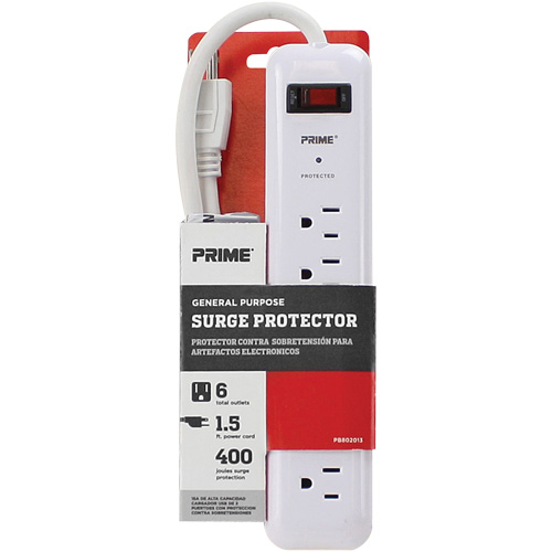 Protecteurs de surtension, 6 Prises, 400 J, 1875 W, Cordon 2' Moffatt Supply & Specialties