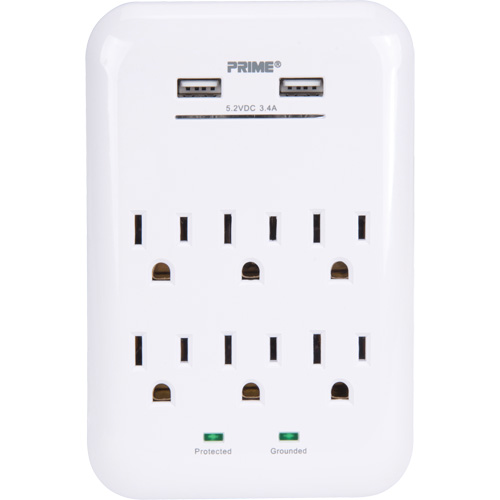 Prime&reg; USB Charger with Surge Protector Moffatt Supply & Specialties