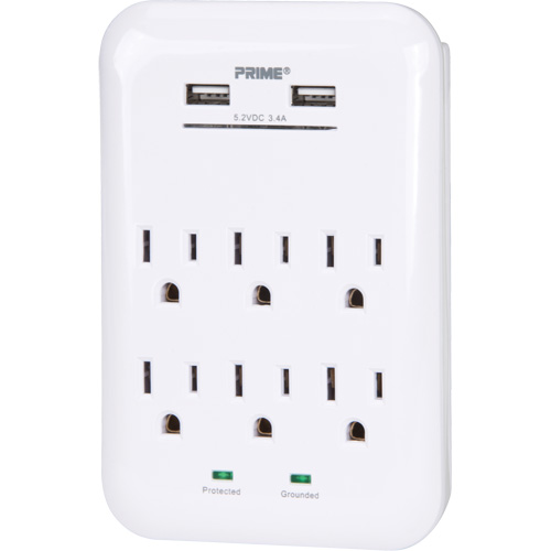 Prime&reg; USB Charger with Surge Protector Moffatt Supply & Specialties