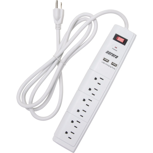 Limiteur de surtension avec chargeur USB, 6 Prises, 1200 J, 1875 W, Cordon 6' Moffatt Supply & Specialties