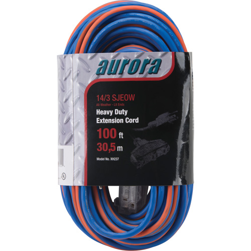 TPE-Rubber Extension Cord with Light Indicator, All-Weather, SJEOW, 14/3 AWG, 13 A, 3 Outlet(s), 100' Moffatt Supply & Specialties