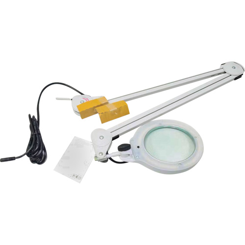 Lampe grossissante, Dioptrie 3, Ampoule DEL, Bras de 45", Pinces serre-joints, Gris Moffatt Supply & Specialties