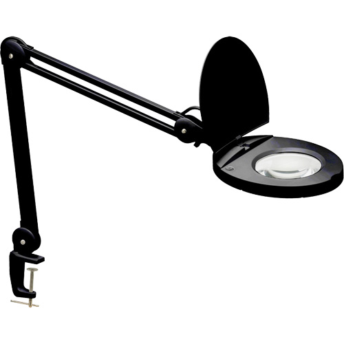 Adjustable Magnifier Lamp, 5 Diopter, LED Light, 47" Arm, C-Clamp, Black Moffatt Supply & Specialties