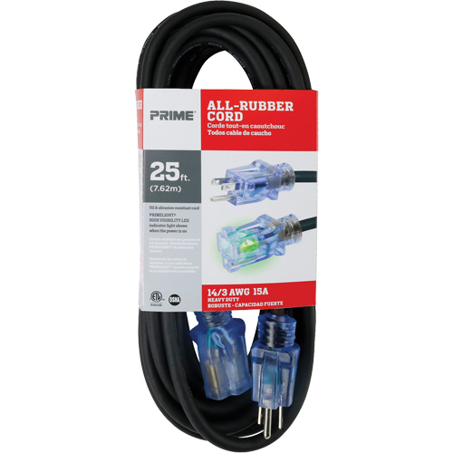 All-Rubber Extension Cord, Outdoor, SJOOW, 14/3 AWG, 15 A, 25' Moffatt Supply & Specialties